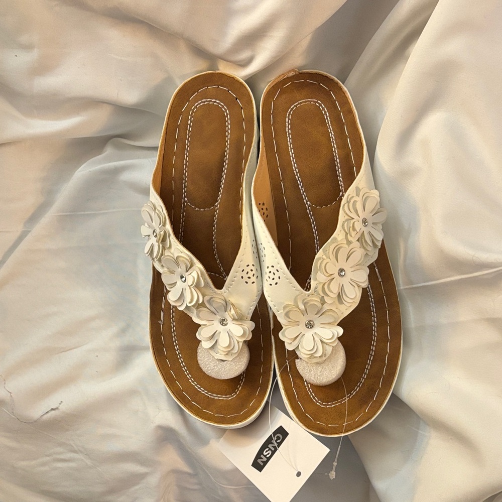 Elegant White Floral Sandals